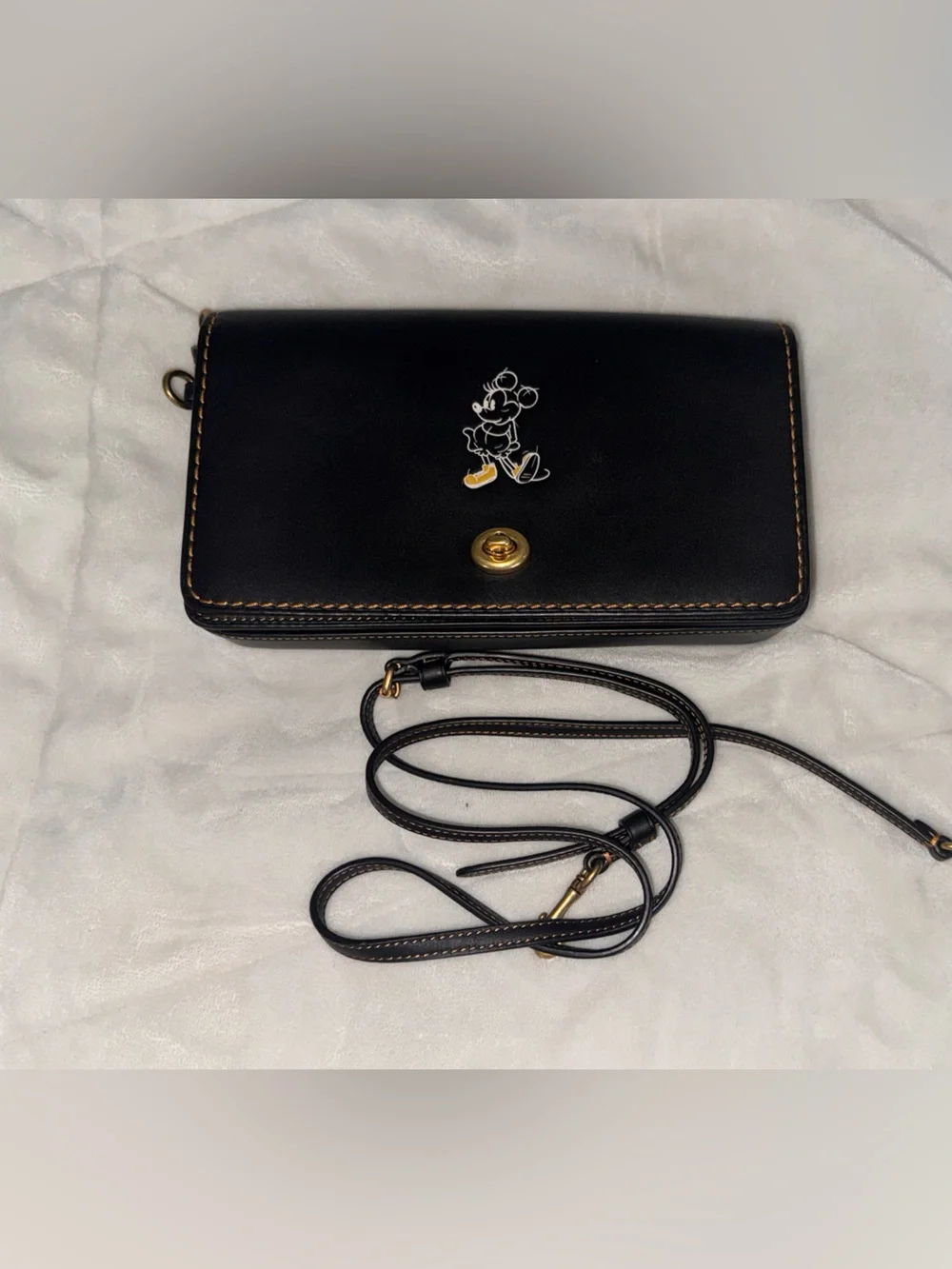Coach x Disney Mickey Mouse Dinky Crossbody Bag Black Leather